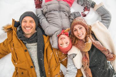 family in the snow