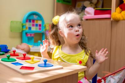 Small child in a classroom