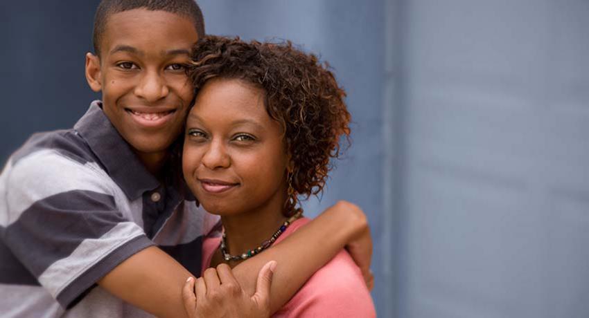 Teen boy with mother