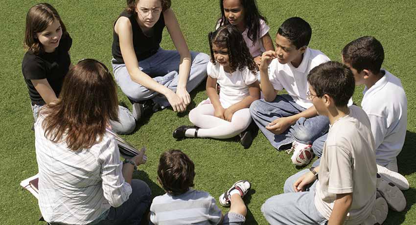 children learning outside