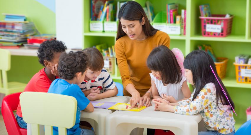 teacher with students