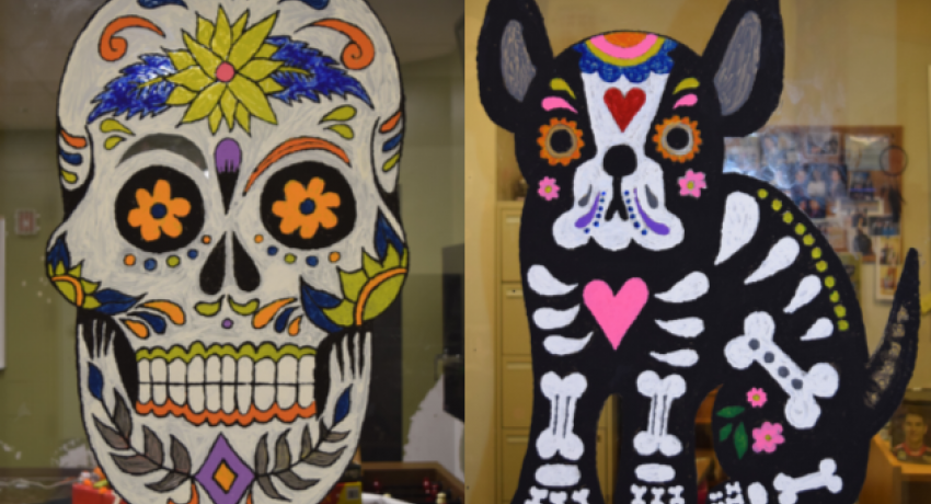 Dia de los Muertos paintings at Green Hill School 