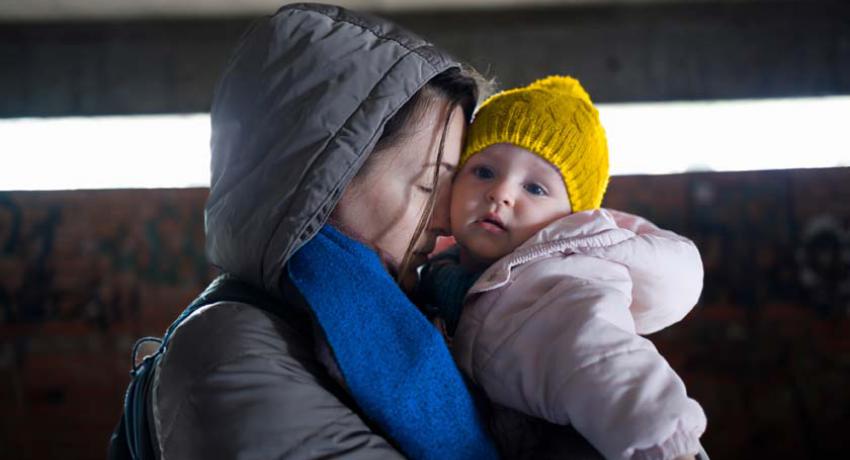 Mother holding baby