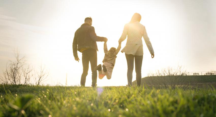 family walking